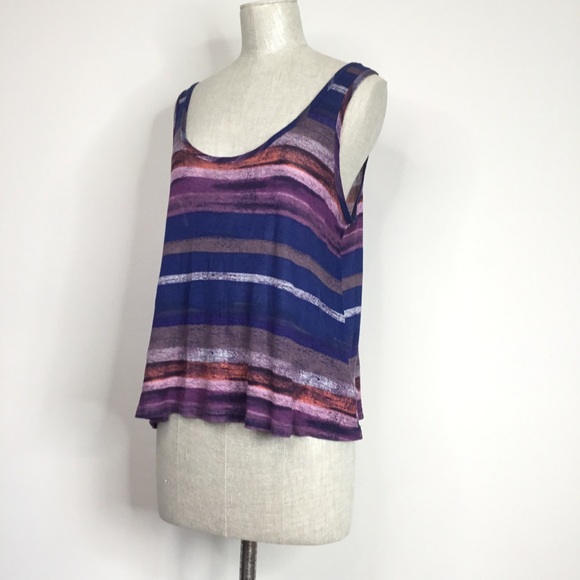 Splendid Semi-Sheer Multicolor Streak Scoop Neck Relaxed Tank Top Medium - Picture 11 of 12
